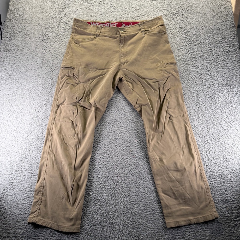 Wrangler Pant Mens 38x30 Brown Nylon Windbreaker Cargo Hiking Gorpcore Stretch
